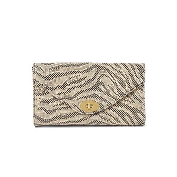 H&M Zebra Pattern Woven Straw Texture Clutch - Picture 1 of 16